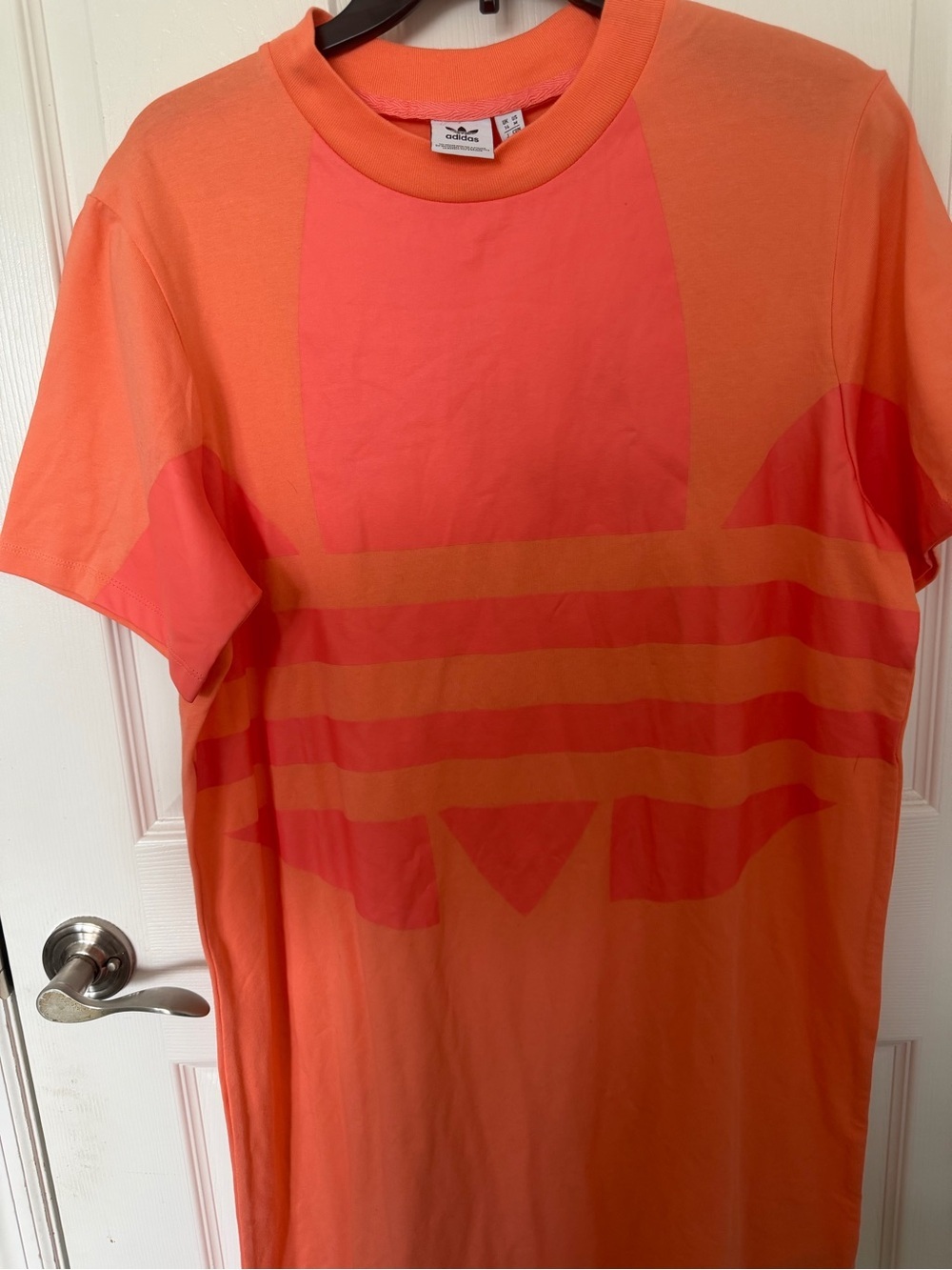 adidas Coral-Orange Trefoil Crewneck Tee - Picture 2 of 5